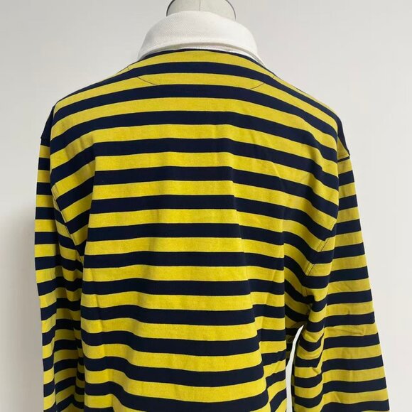 Women’s Blue/yellow striped polo with logo - Picture 11 of 14